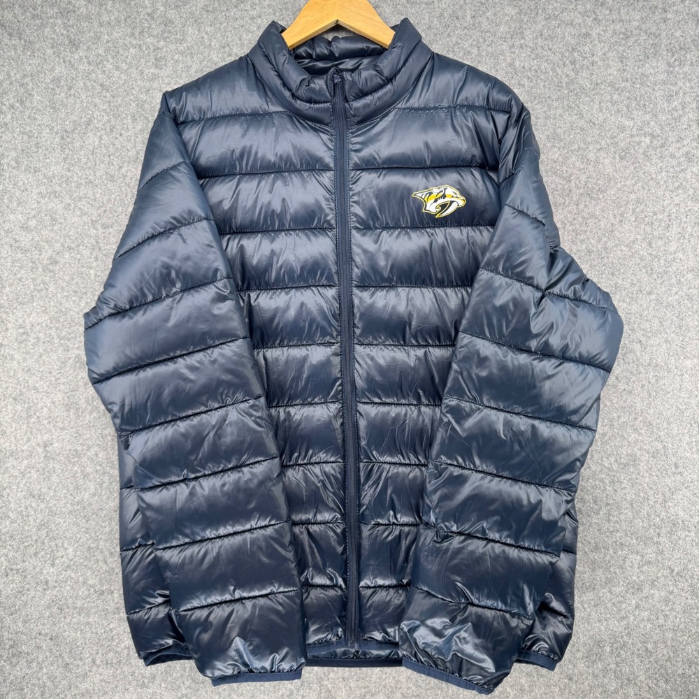 Nashville Predators Fanatics Puffer Jacket Mens XL Navy NHL Quilted Full Zip